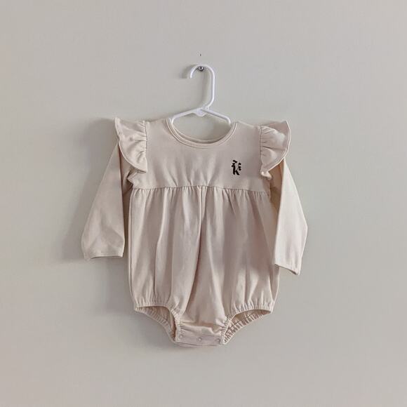 Karibou Milana Winged Cotton Playsuit Sz 1 Year Almond Cream - Picture 1 of 9